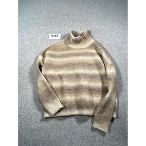 North River Sweater Womens Large Latte Tan Beige Striped Acrylic Tight Knit